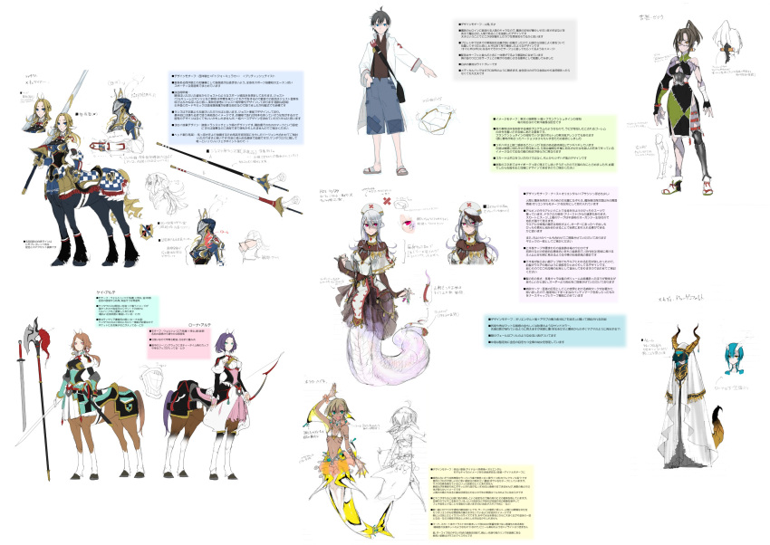 1boy, 6+girls, :d, absurdres, armor, blue_hair, bodystocking, bow_(weapon)