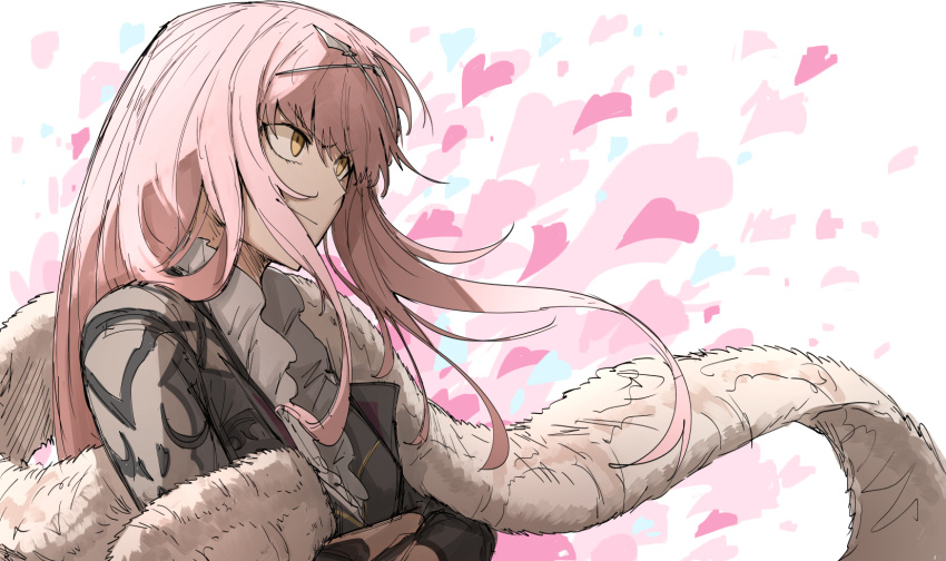 1girl, crossed_arms, fate/grand_order, fate_(series), fur_scarf, heart, highres, kan_(aaaaari35)