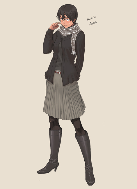 androgynous, boots, dark_skin, fate/stay_night, fate_(series), hitman, makidera_kaede, pantyhose
