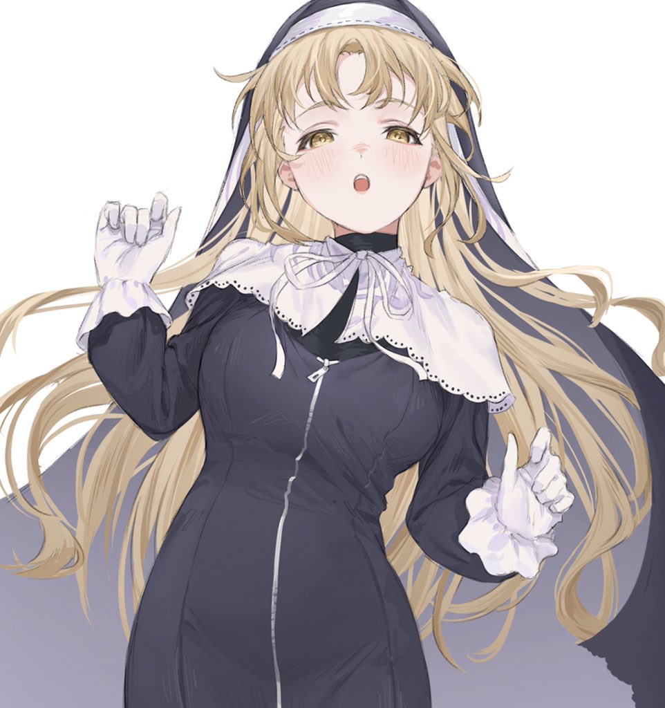 1girl, bangs, black_dress, blush, breasts, capelet, dress, eyebrows_visible_through_hair