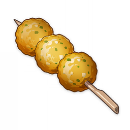 artist_request, commentary, croquette, english_commentary, food, food_focus, fried_radish_balls_(genshin_impact), genshin_impact