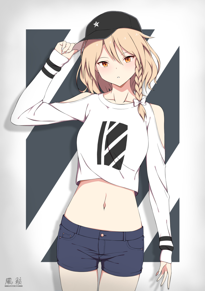 1girl, absurdres, alternate_costume, bangs, black_headwear, black_legwear, blonde_hair, bow
