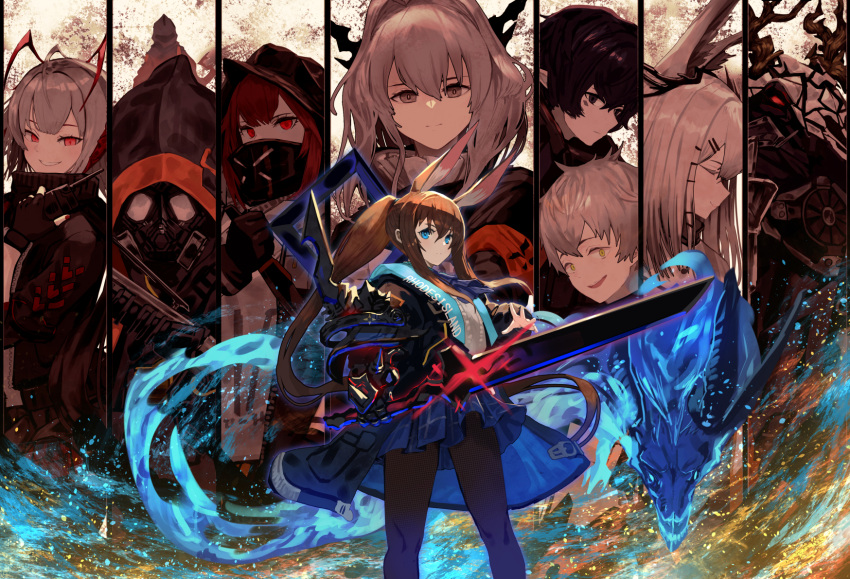 3boys, 6+girls, amiya_(arknights), amiya_(guard)_(arknights), animal_ears, antennae, arknights, armband
