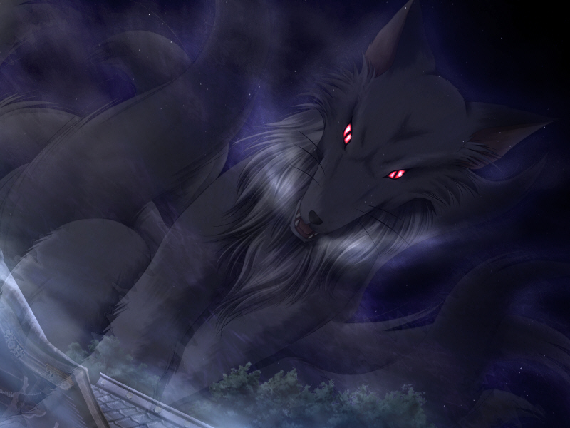 fox, game_cg, kitsune, no_humans, onikagura, red_eyes, spirit, studio_ego, yamamoto_kazue