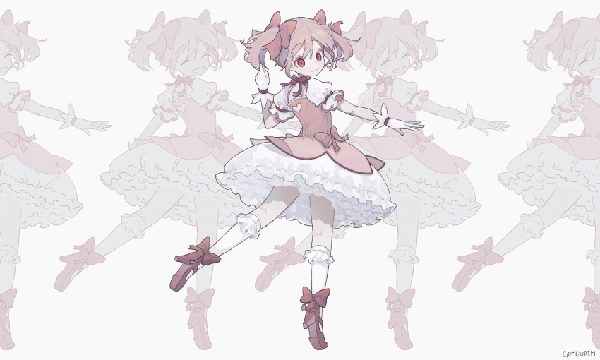 1girl, ankle_ribbon, arm_at_side, arms_at_sides, back_cutout, bangs, bearingring, black_outline