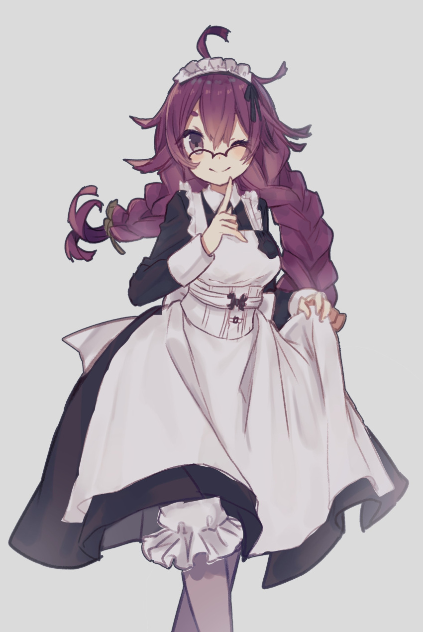 1225ka, 1girl, absurdres, antenna_hair, apron, braid, closed_mouth, dorothy_(sinoalice)