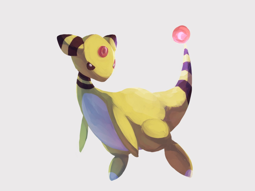 ampharos, brown_eyes, full_body, gem, gen_2_pokemon, glowing, highres, looking_to_the_side