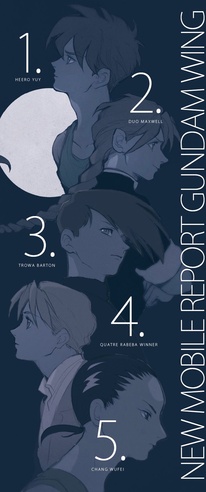 5boys, black_hair, blonde_hair, braid, chang_wufei, character_name, collarbone, collared_shirt