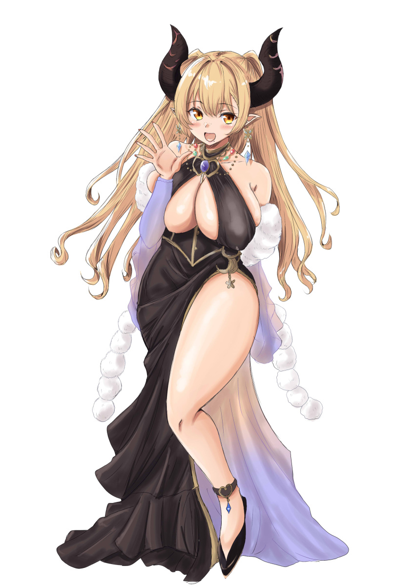 1girl, absurdres, alba_(granblue_fantasy), anklet, bangs, bare_shoulders, black_dress, black_footwear