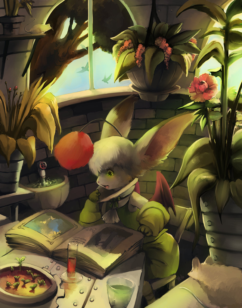 final_fantasy, final_fantasy_tactics, flower, moogle, plants, purple_kecleon