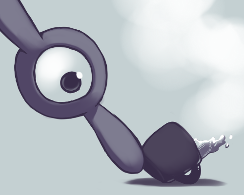 grey, nintendo, pokemon, purple_kecleon, steam, tea, unown