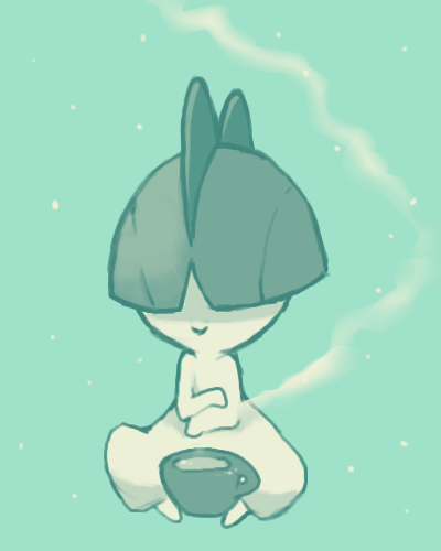 green, nintendo, pokemon, purple_kecleon, ralts, steam, tea