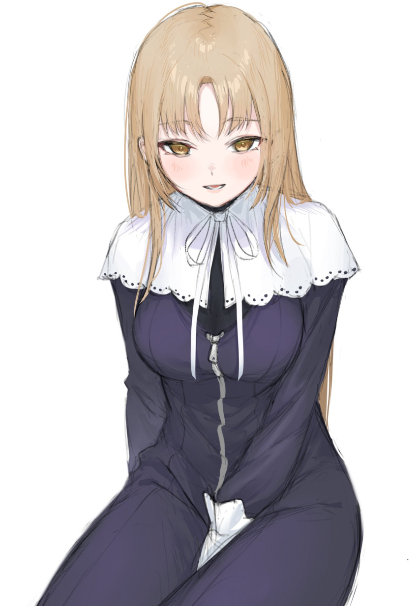 1girl, bangs, black_dress, blush, capelet, dress, gloves, highres