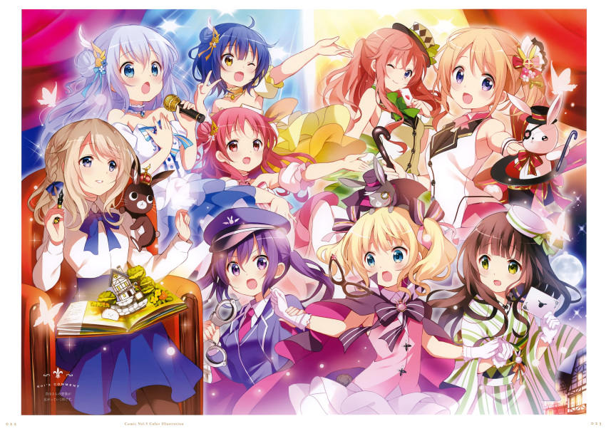 6+girls, ;), absurdres, anko_(gochiusa), aoyama_blue_mountain, artist_name, black_legwear, blonde_hair