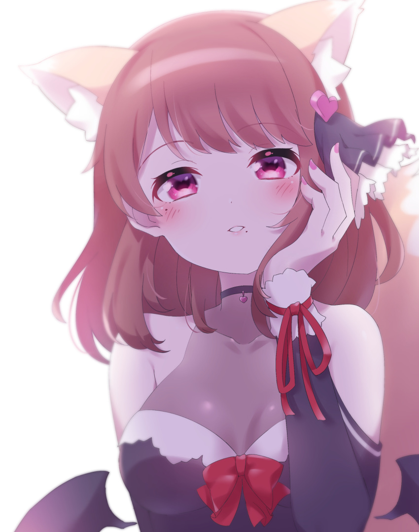 1girl, absurdres, animal_ears, arm_behind_back, bangs, black_dress, blunt_bangs, blush