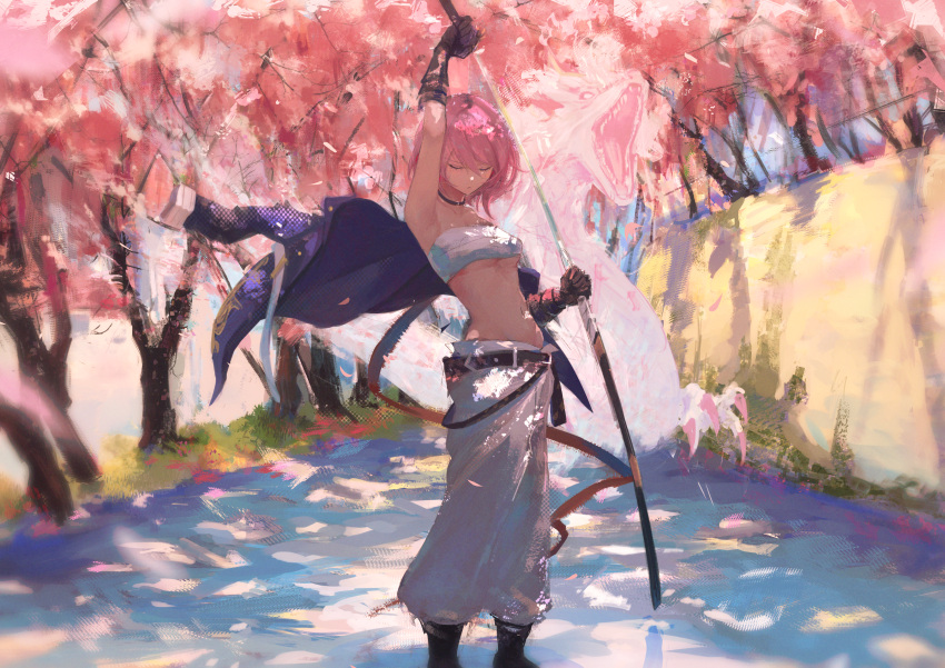 1girl, 7ife, absurdres, alchemy_stars, arm_up, bare_shoulders, belt, black_footwear