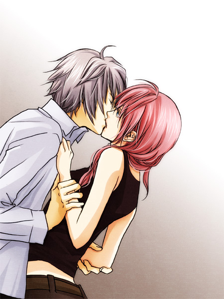 1girl, adult, casual, couple, final_fantasy, final_fantasy_xiii, hope_estheim, kiss
