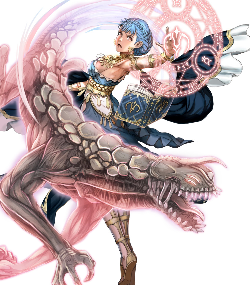 1girl, alternate_costume, armlet, armpits, artist_request, bangs, bare_shoulders, blue_dress