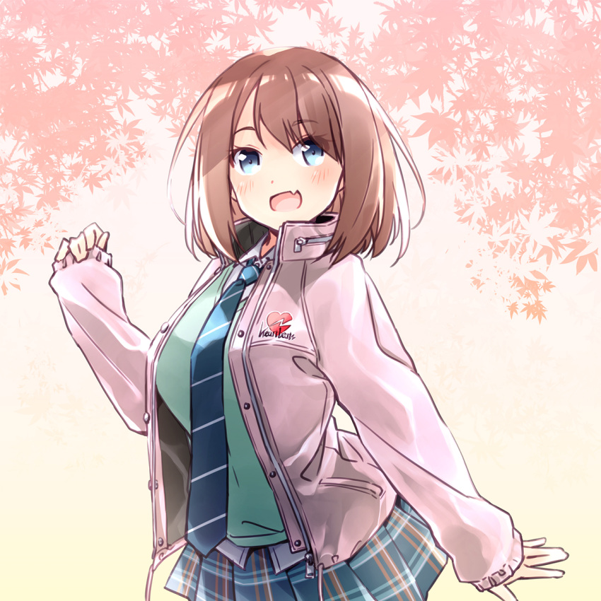 1girl, bad_id, bad_twitter_id, bangs, blue_eyes, blue_neckwear, blue_skirt, bob_cut