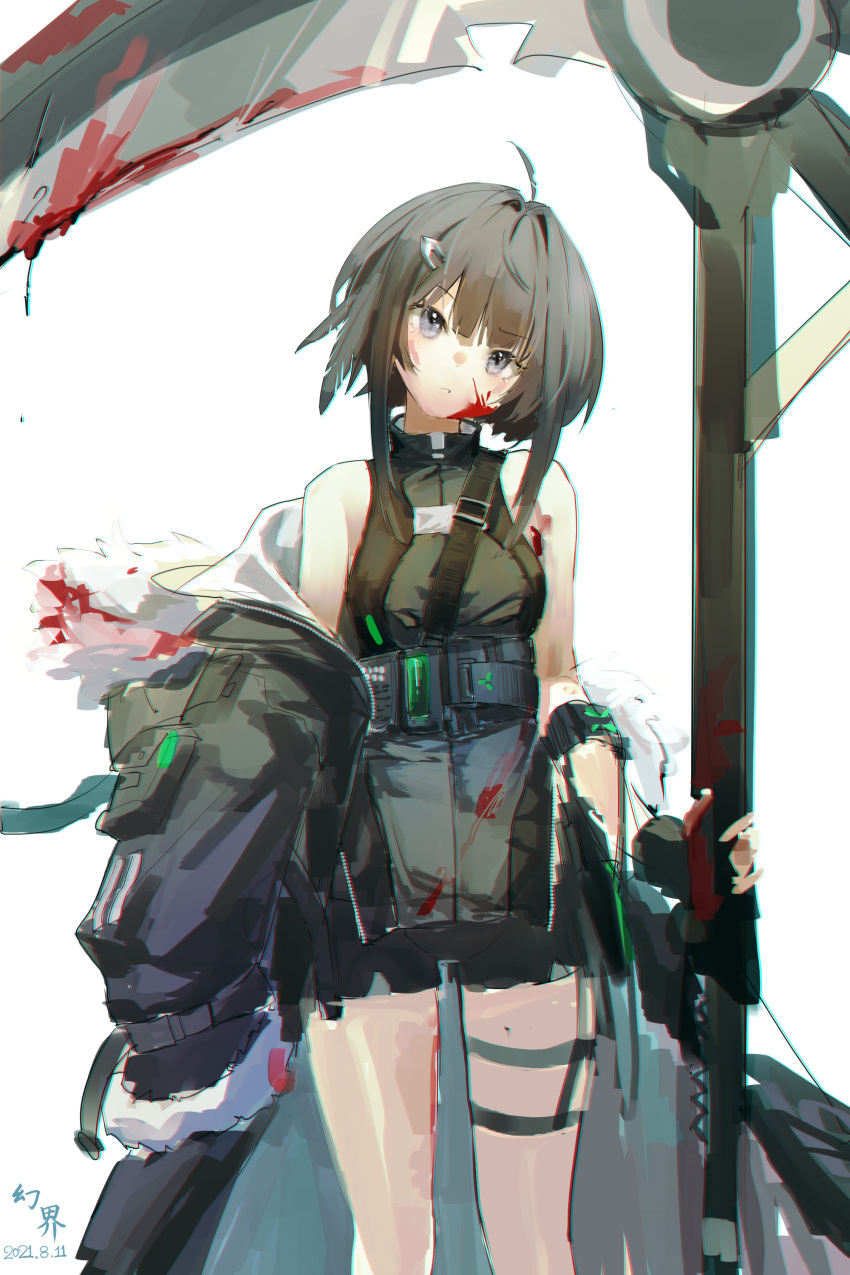 1girl, absurdres, ahoge, arknights, black_coat, black_eyes, black_hair, black_shirt
