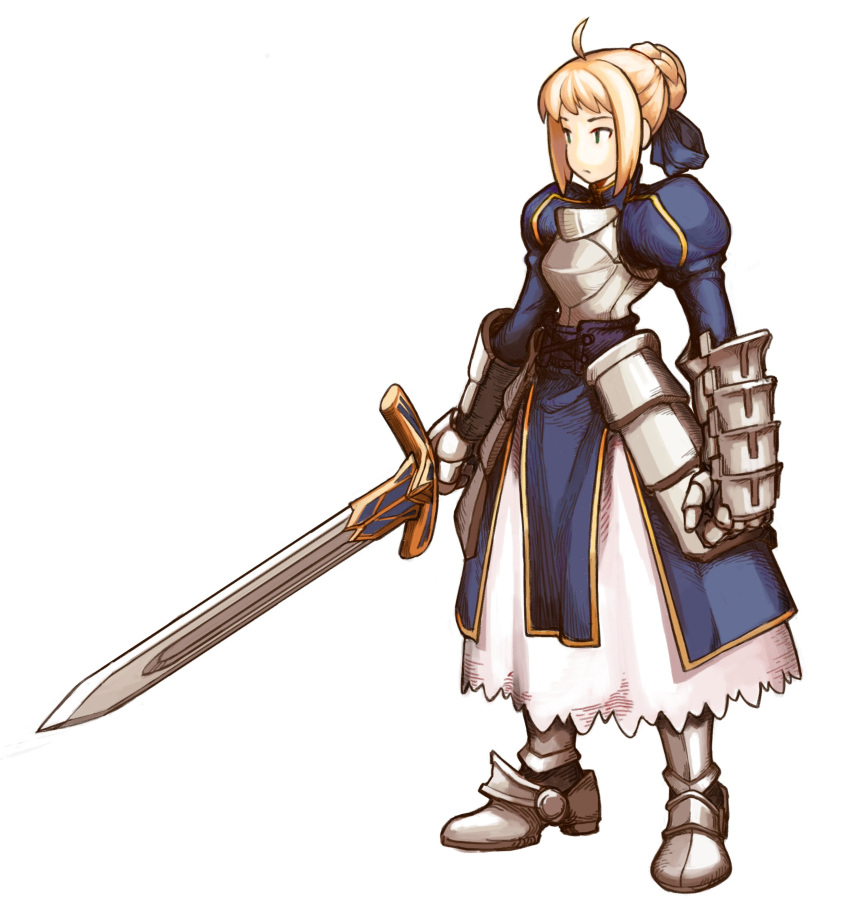 1girl, :|, absurdres, ahoge, armor, armored_dress, artoria_pendragon_(fate), blonde_hair