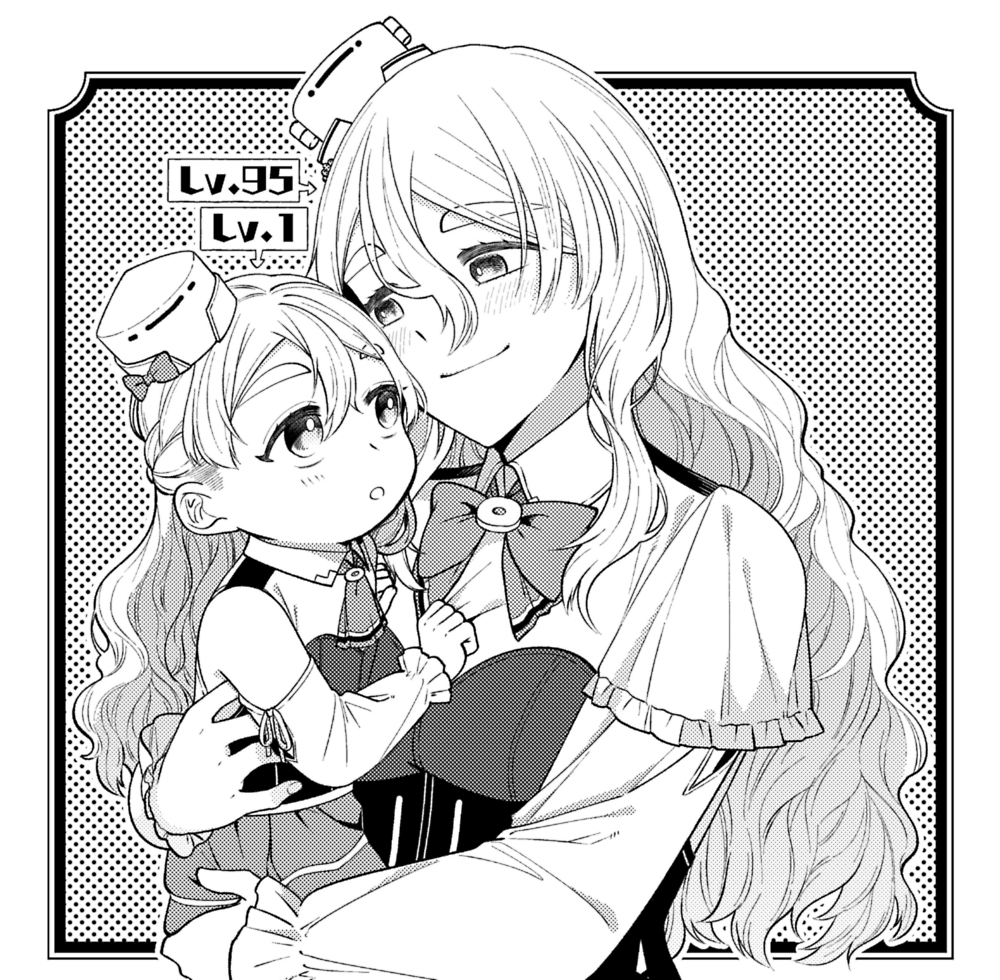 2girls, baby, bangs, blush, braid, breasts, carrying, detached_sleeves