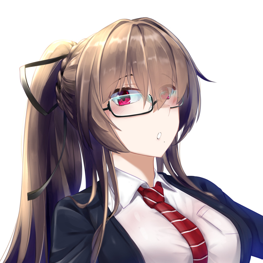1girl, absurdres, azur_lane, black-framed_eyewear, blue_cardigan, braid, breasts, brown_hair