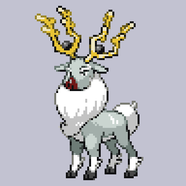 antlers, black_eyes, commentary_request, full_body, grey_background, lowres, no_humans, onigashira_ginkaku