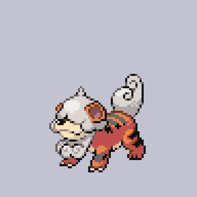 claws, closed_mouth, commentary_request, full_body, grey_background, hisuian_form, hisuian_growlithe, lowres