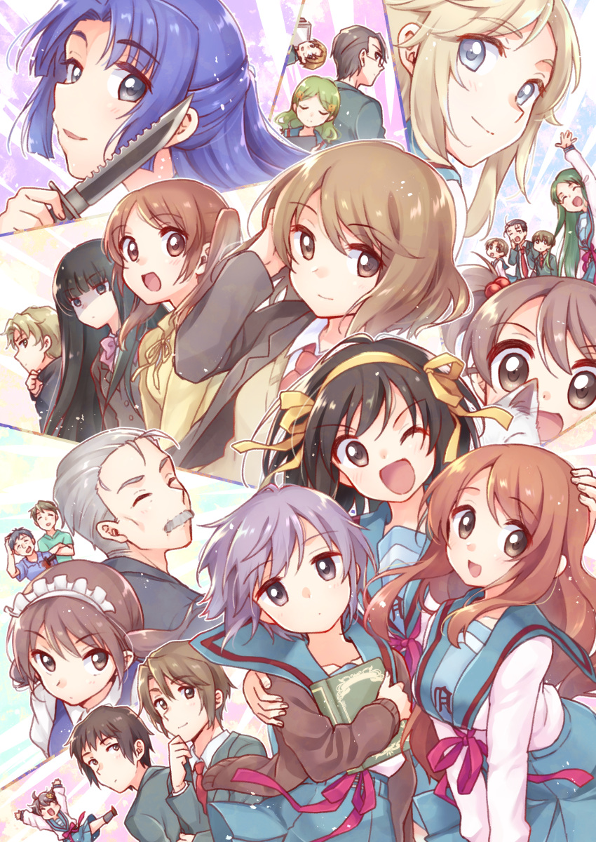 6+boys, 6+girls, :d, ;d, ^_^, absurdres, ahoge, animal