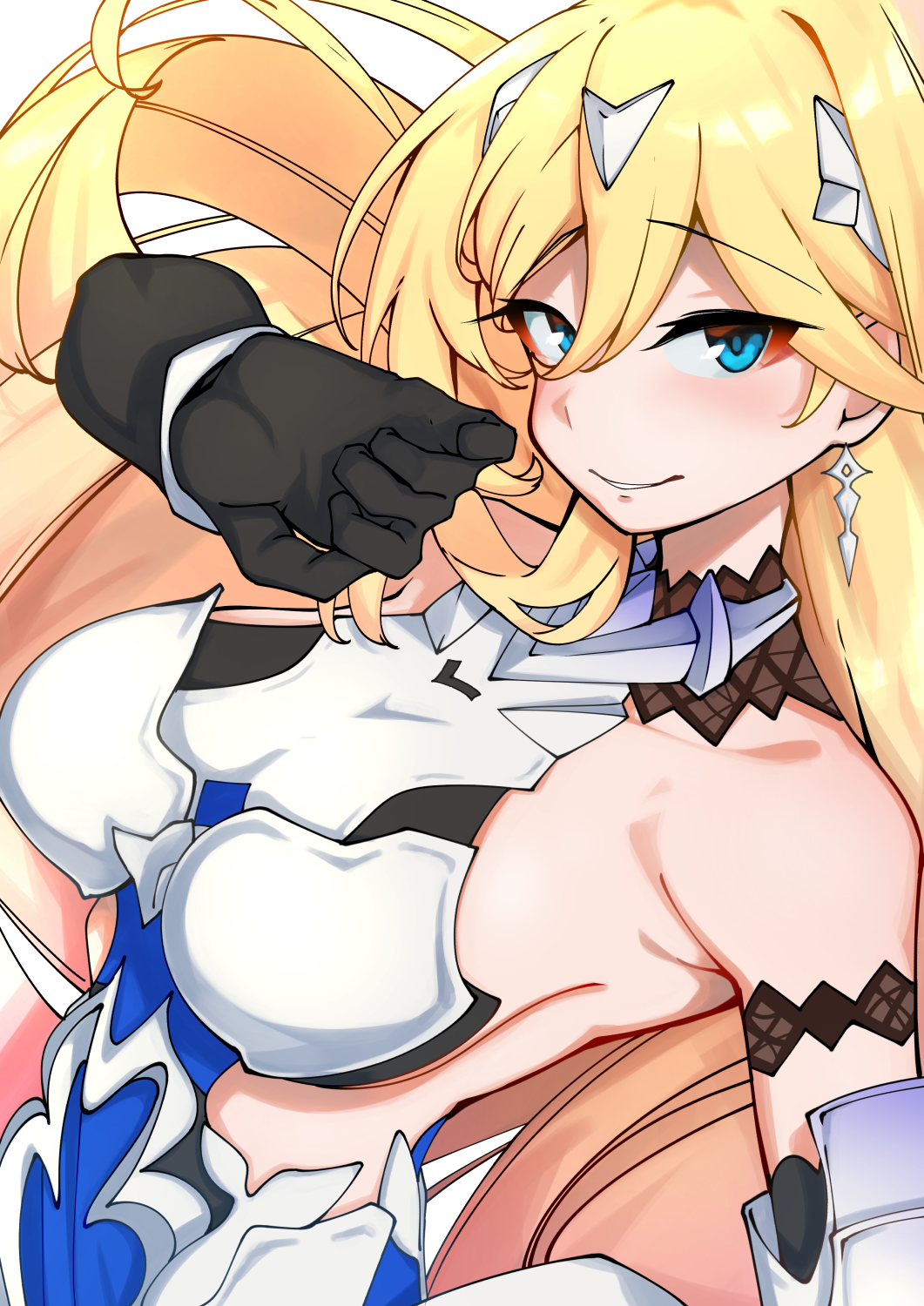 1girl, armor, armpits, bangs, bare_shoulders, bianka_durandal_ataegina, bianka_durandal_ataegina_(dea_anchora), black_gloves