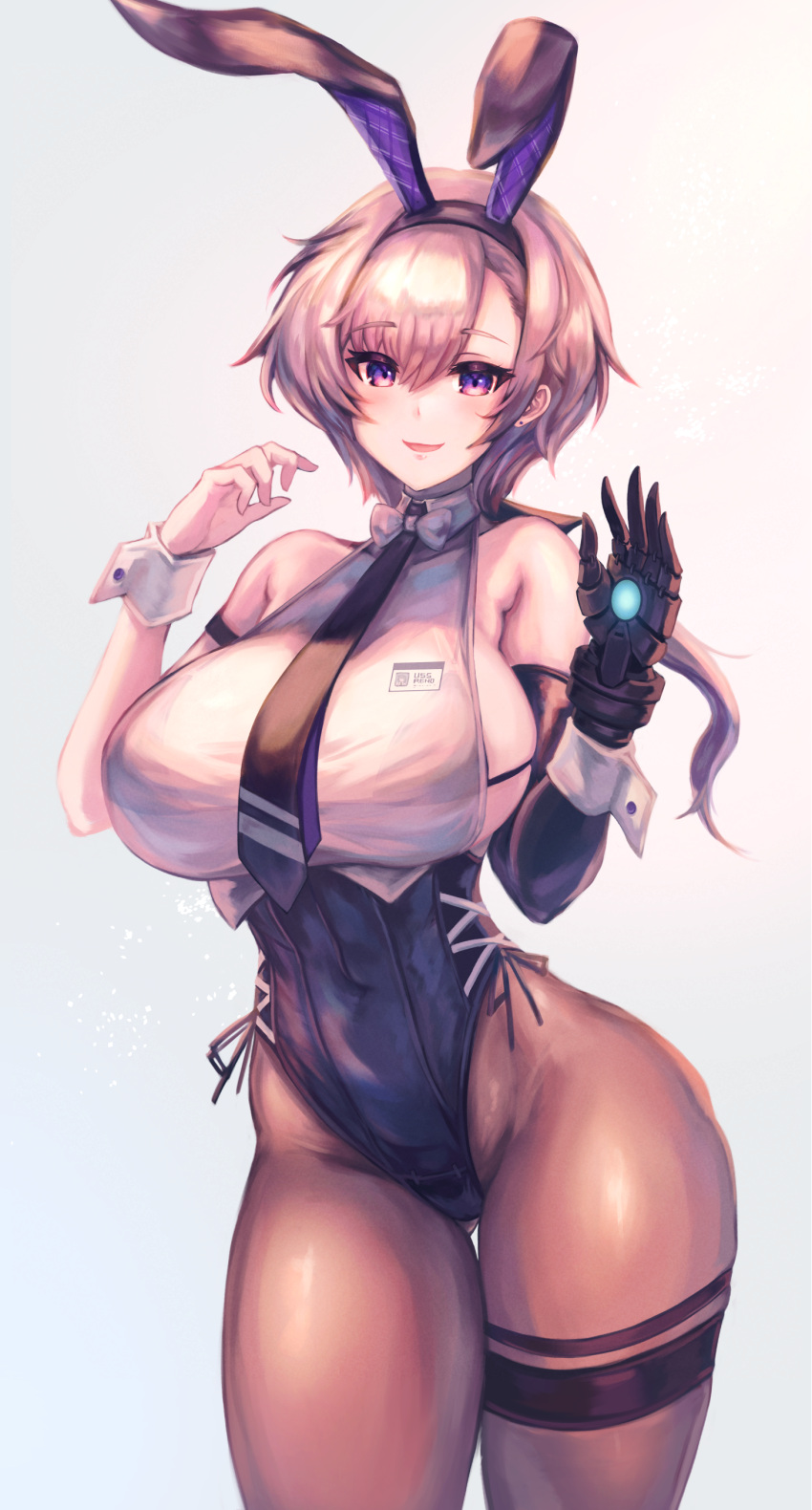 1girl, :d, absurdres, animal_ears, arm_strap, azur_lane, bangs, bare_shoulders