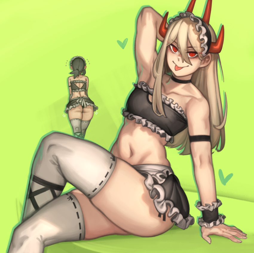2girls, absurdres, alternate_costume, ass, back, bikini, black_hair, black_panties