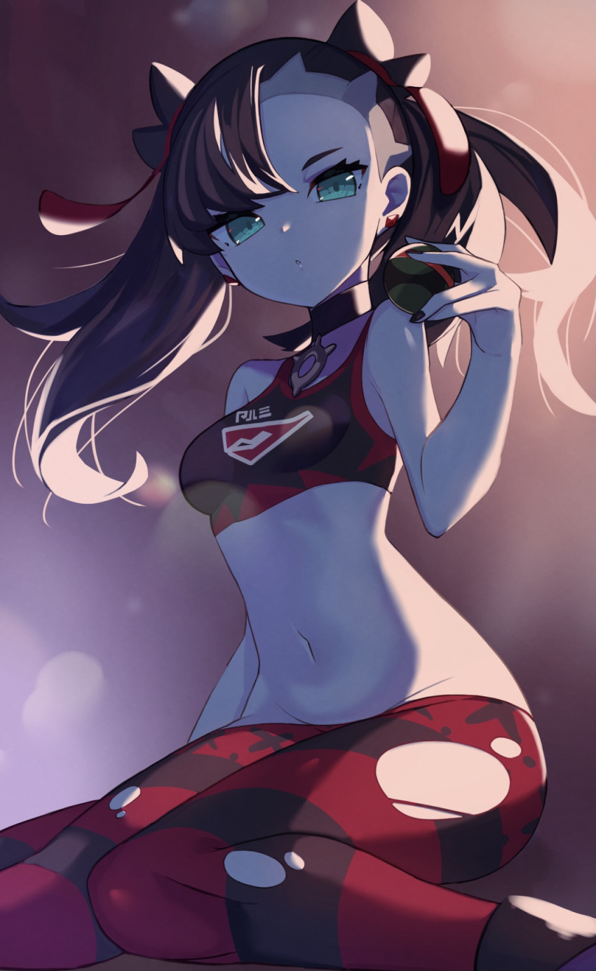 1girl, :o, asymmetrical_bangs, bangs, black_hair, black_nails, breasts, choker