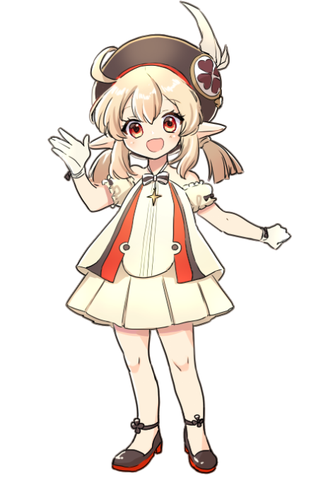 1girl, :d, ahoge, bangs, clover_print, commentary_request, detached_sleeves, eyebrows_visible_through_hair