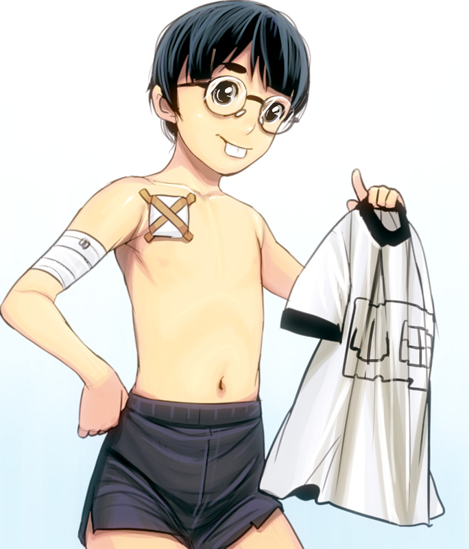 buck_teeth, glasses, gym_uniform, ishida_to_asakura, male, masao, solo, yamada_(ishida_to_asakura), young