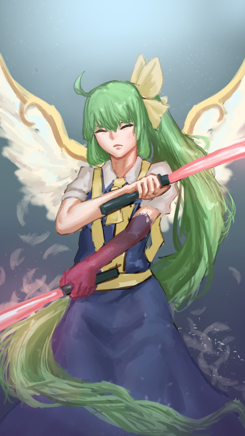 1girl, absurdly_long_hair, absurdres, bangs, closed_eyes, closed_mouth, commentary_request, cookie_(touhou)