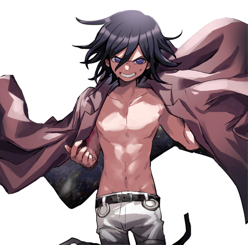 1boy, a_tama_(pakpak_tkg), absurdres, bangs, belt, black_belt, black_hair, collarbone