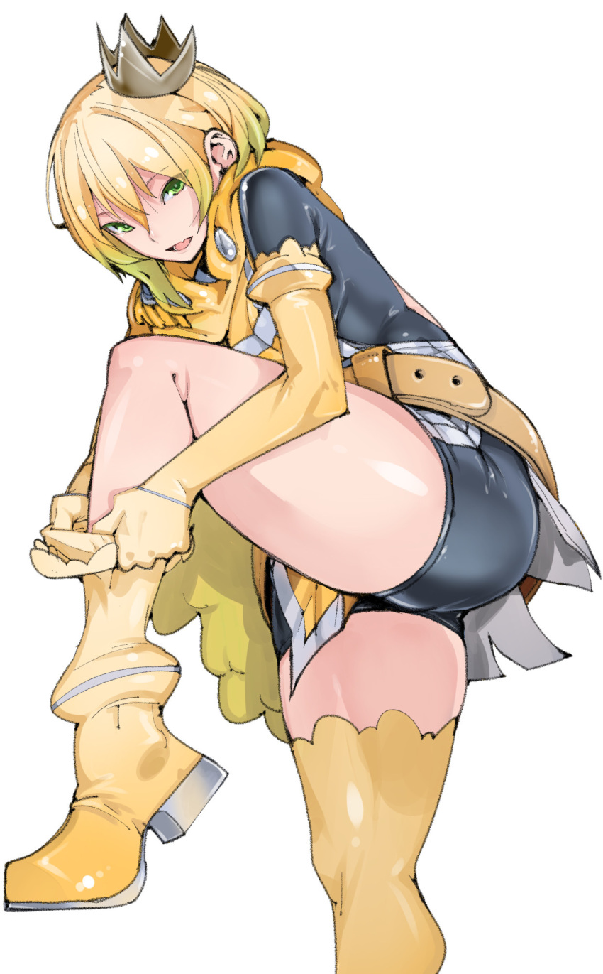 1girl, adjusting_clothes, adjusting_legwear, aiguillette, amagami_sora, bareteru!_cocktail_night, belt, blonde_hair
