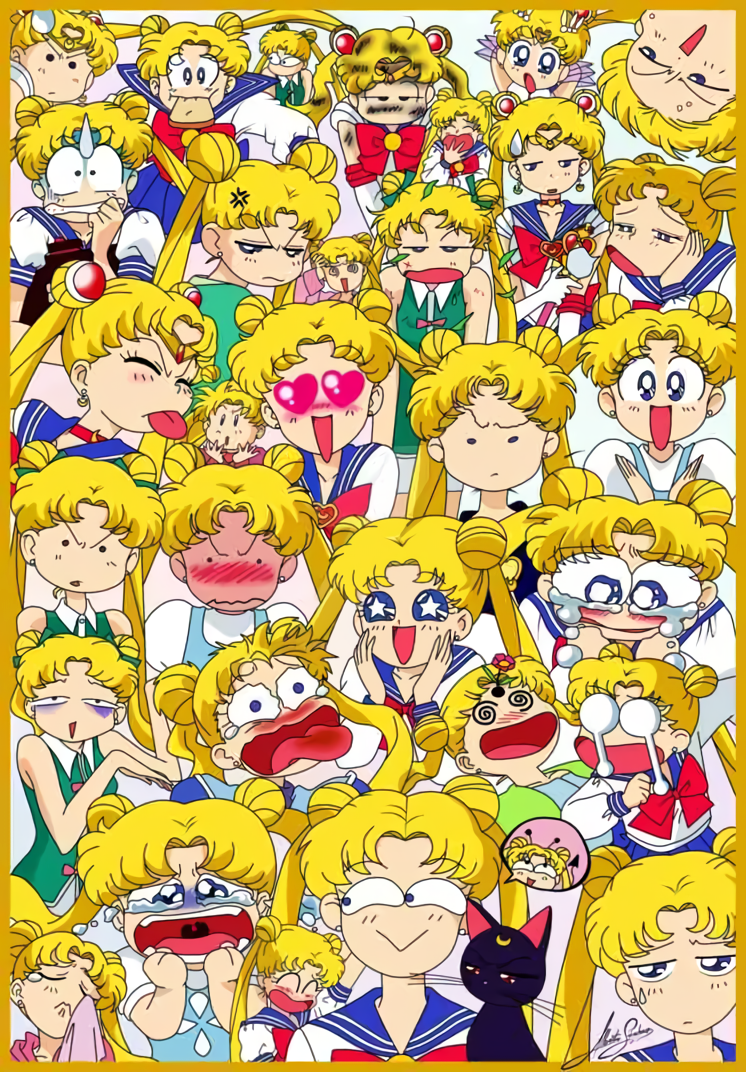 :>, @_@, anger_vein, annoyed, bangs, bishoujo_senshi_sailor_moon, black_cat, blonde_hair