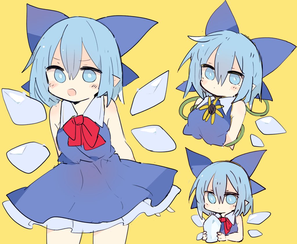 1girl, 76gpo, bangs, blue_bow, blue_dress, blue_eyes, blue_hair, bow