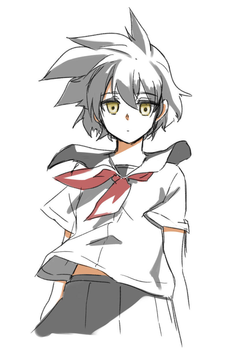 1girl, absurdres, black_sailor_collar, black_skirt, closed_mouth, highres, key_the_metal_idol, looking_at_viewer