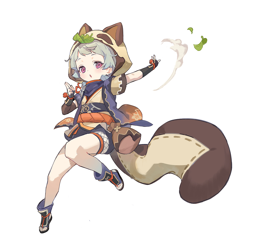 1girl, animal_ears, animal_hood, bangs, blush, chibi, dust, dust_cloud
