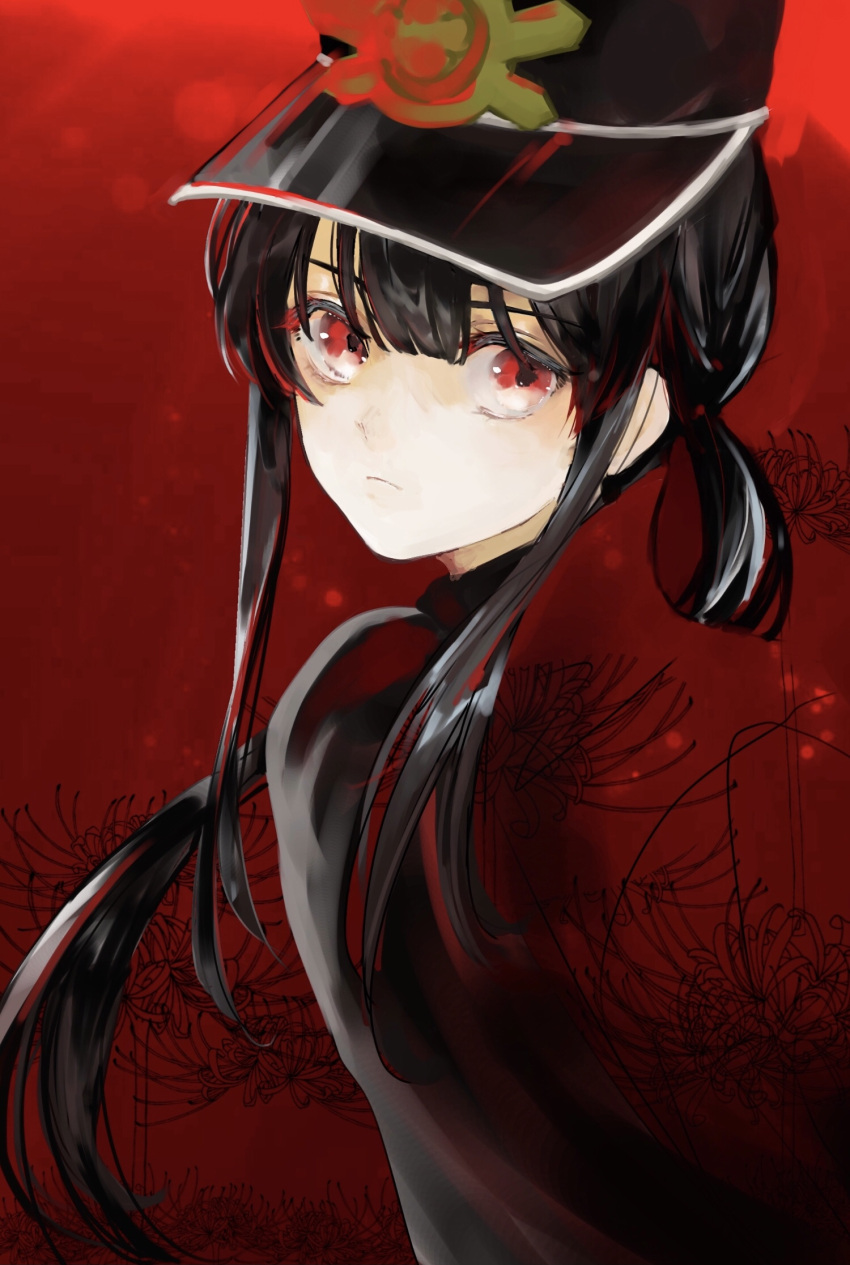 1boy, asa_(1asa-0-asa1), bangs, black_cape, black_hair, black_headwear, cape, family_crest