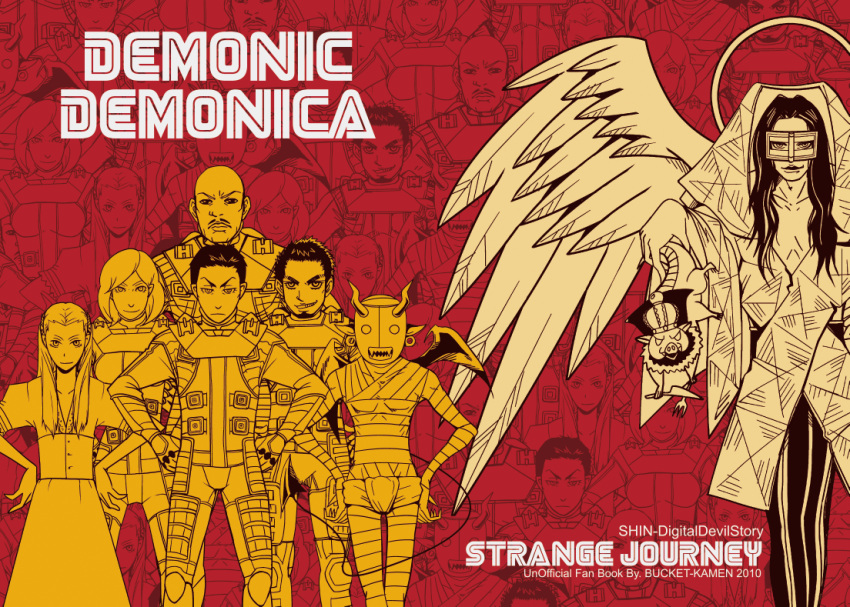 armor, bucca-boo, captain_gore, glowing_eyes, horns, jimenez, lucifer, mansemat, protagonist_(shin_megami_tensei_strange_journey), shin_megami_tensei, shin_megami_tensei_strange_journey, wings, zelenin
