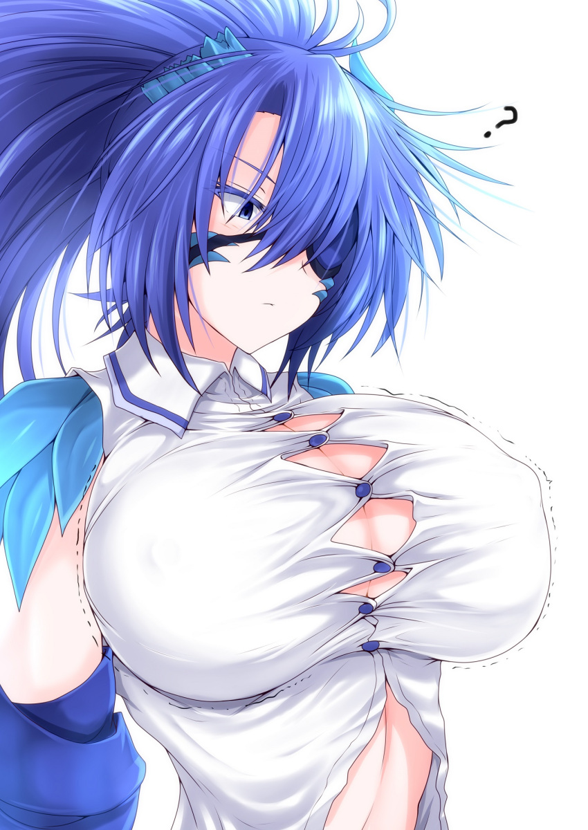 1girl, ?, annes_(g_(genesis1556)), bangs, belly, blue_eyes, blue_hair, breasts