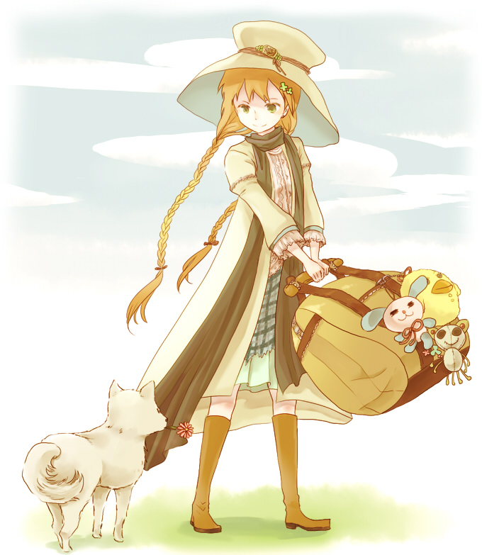 boots, braid, clover, dog, doll, flower, hat, idu
