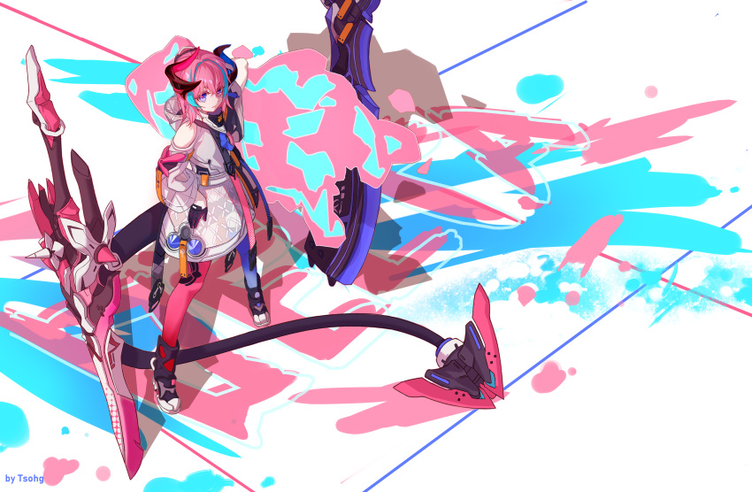 1girl, absurdres, asymmetrical_legwear, bangs, bare_shoulders, blue_eyes, blue_legwear, closed_mouth