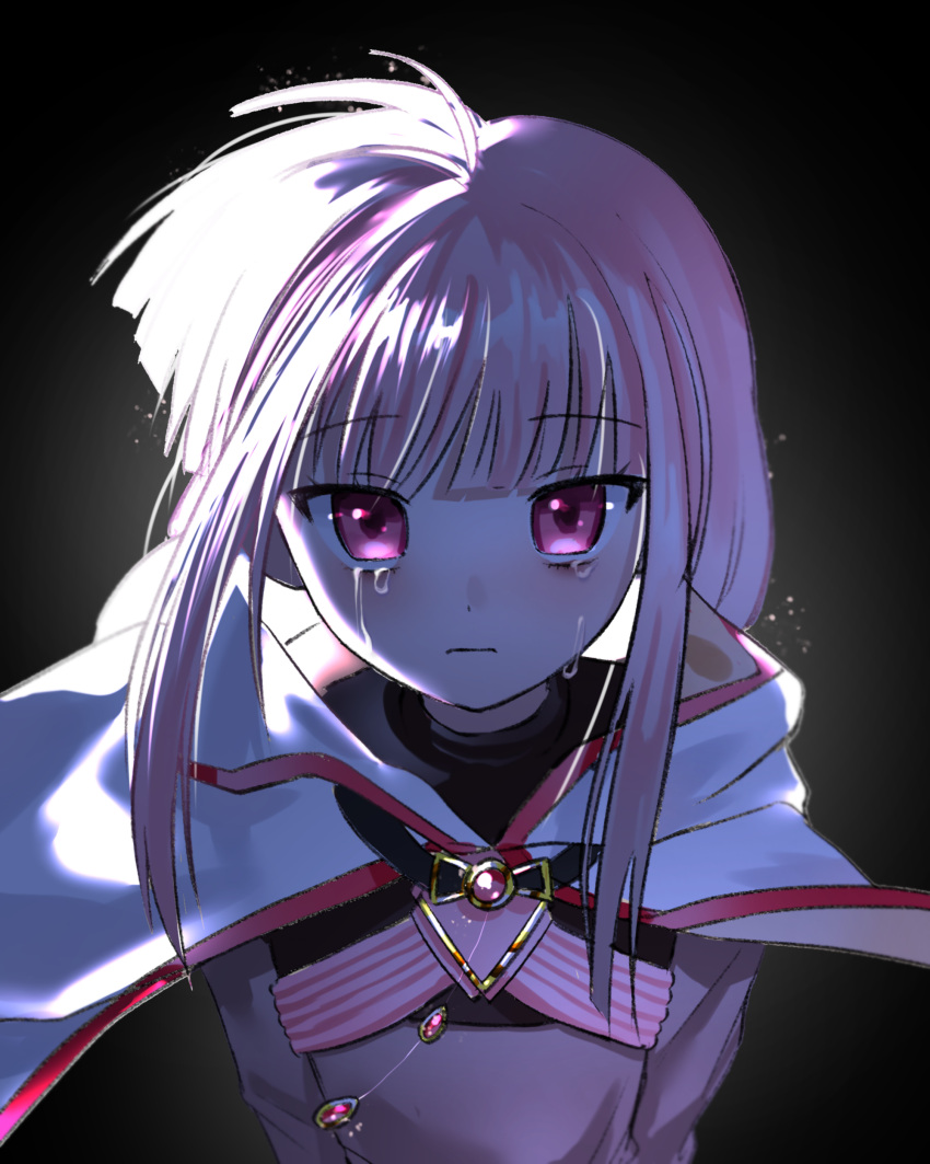 1girl, absurdres, arms_at_sides, bangs, blunt_bangs, bodystocking, chain, cloak