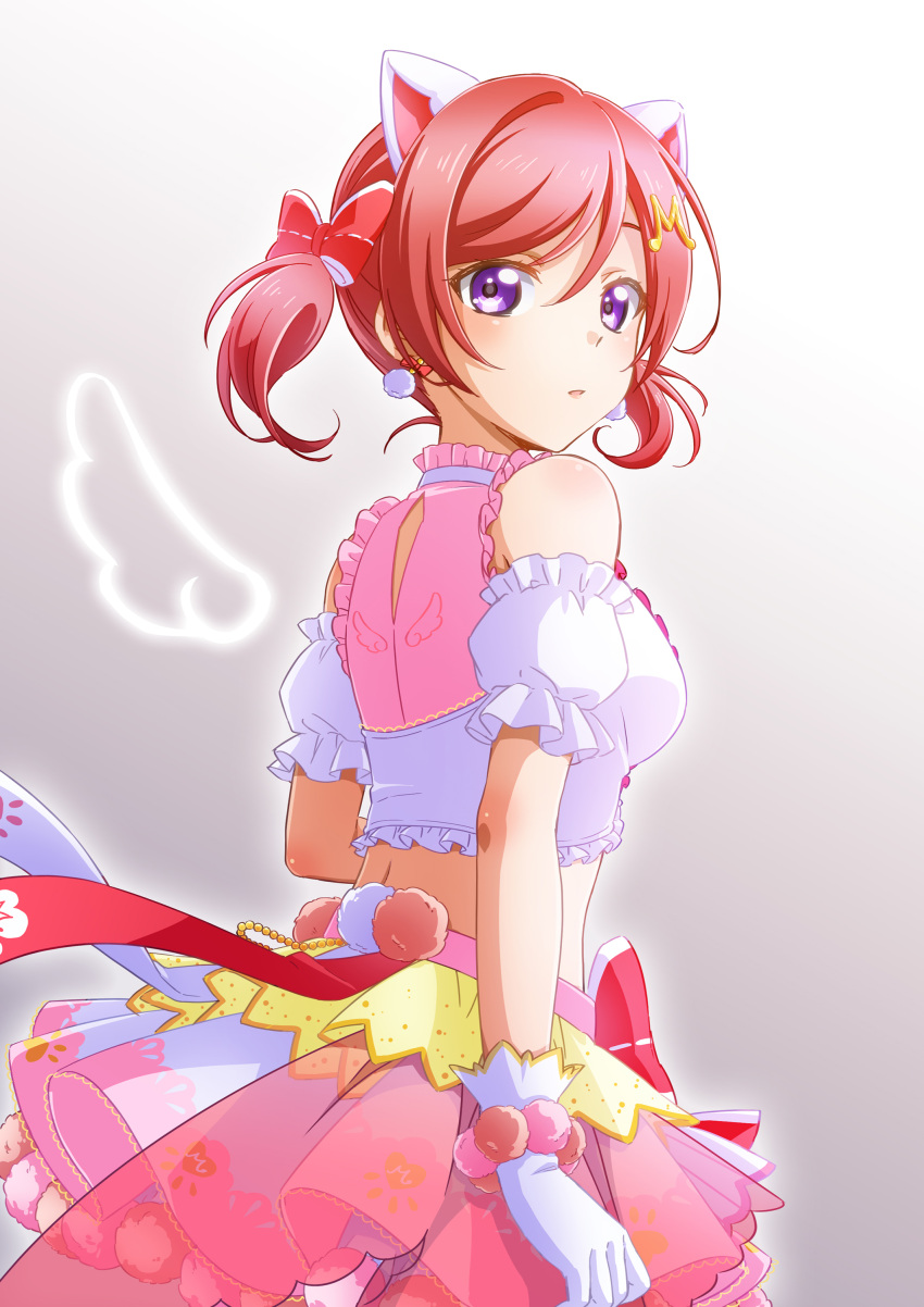 1girl, absurdres, animal_ears, bangs, bow, cat_ears, cowboy_shot, crop_top
